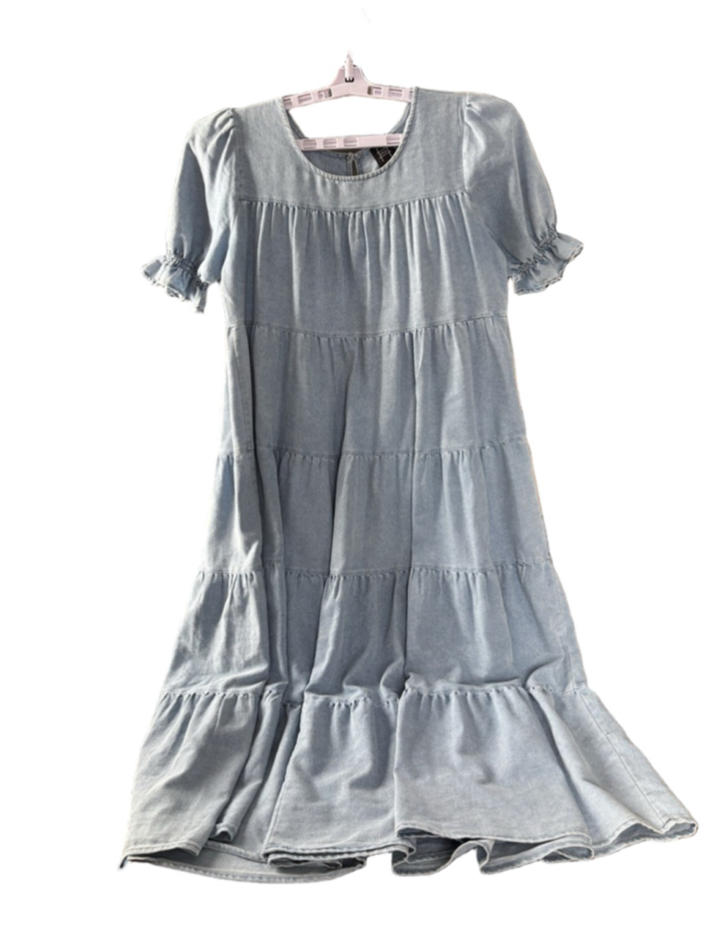 Women's DNA Light Blue Tiered Midi Dress M